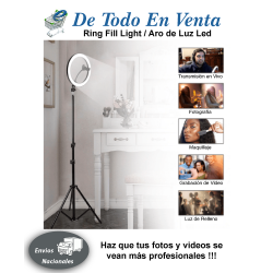 Aro Luz Led (26 Cm) + Trípode (2,10 Mts) + Porta Trípode + Soporte Celular