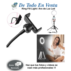 Aro Luz Led (26 Cm) + Trípode (2,10 Mts) + Porta Trípode + Soporte Celular