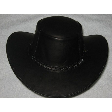 Sombrero de Cuero Negro con Ribete Trenzado | De Todo En Venta