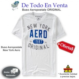 Camiseta Aéropostale de Hombre Blanca - New York Aero 1987 (Talla XL)